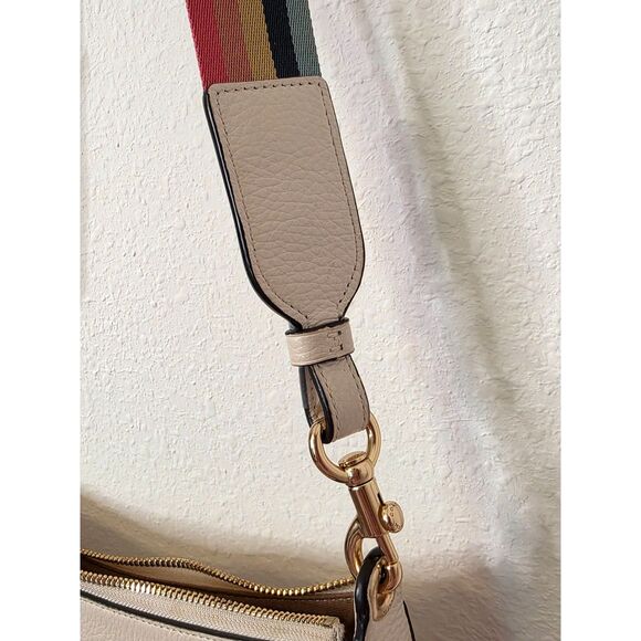 Coach Jess Baguette Pebble Leather Rainbow Strap Crossbody Bag White - Picture 16 of 16